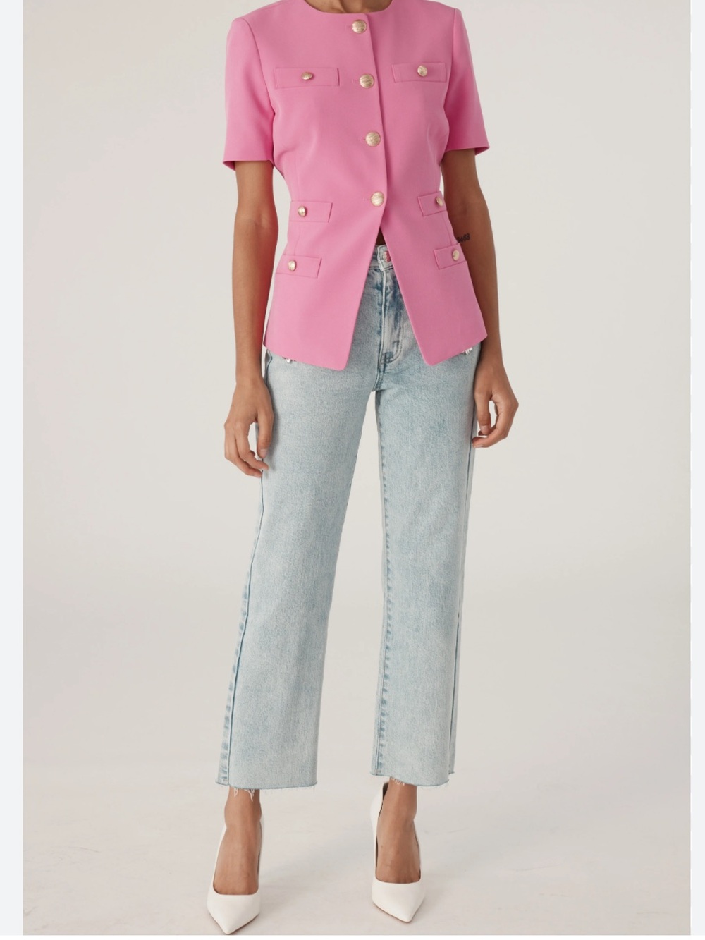 GENERATION LOVE bubble gum pink top/shacket